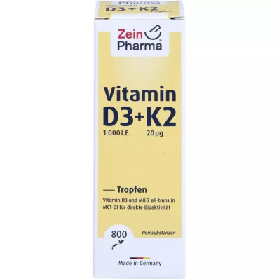 VITAMIN D3+K2 MK-7 dråber til oral brug, højdosis, 25 ml