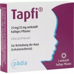 TAPFI 25 mg/25 mg plaster indeholdende aktiv ingrediens, 2 stk