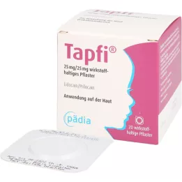 TAPFI 25 mg/25 mg plaster indeholdende aktiv ingrediens, 20 stk