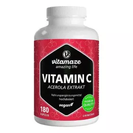 VITAMIN C 160 mg acerolaekstrakt rene veganske kapsler, 180 kapsler