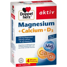 DOPPELHERZ Magnesium+Calcium+D3-tabletter, 120 kapsler