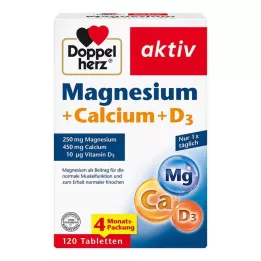 DOPPELHERZ Magnesium+Calcium+D3-tabletter, 120 kapsler