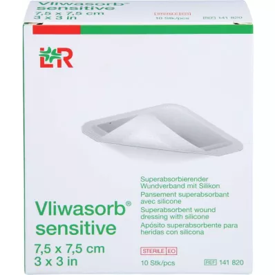 VLIWASORB sensitiv 7,5x7,5 cm superabsorberende sårbandage, 10 stk