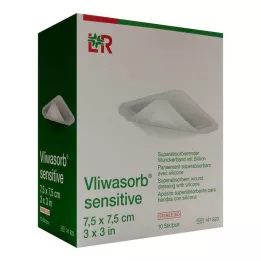 VLIWASORB sensitiv 7,5x7,5 cm superabsorberende sårbandage, 10 stk