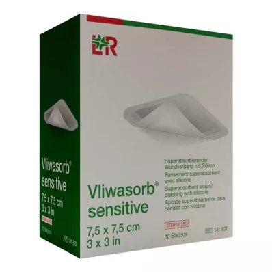 VLIWASORB sensitiv 7,5x7,5 cm superabsorberende sårbandage, 10 stk