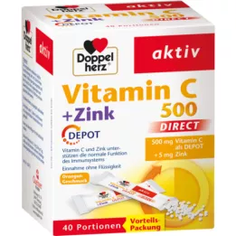 DOPPELHERZ C-vitamin 500+Zink Depot DIRECT Pellets, 40 stk