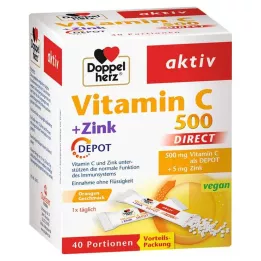 DOPPELHERZ C-vitamin 500+Zink Depot DIRECT Pellets, 40 stk