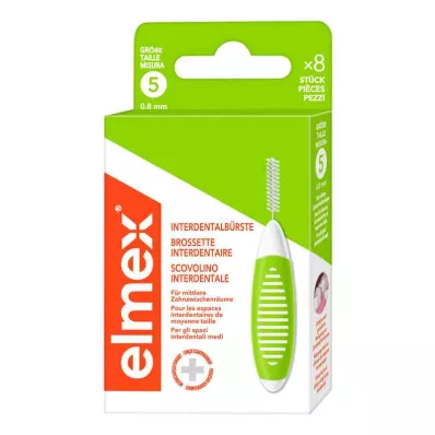 ELMEX Interdentalbørster ISO str. 5 0,8 mm grøn, 8 stk