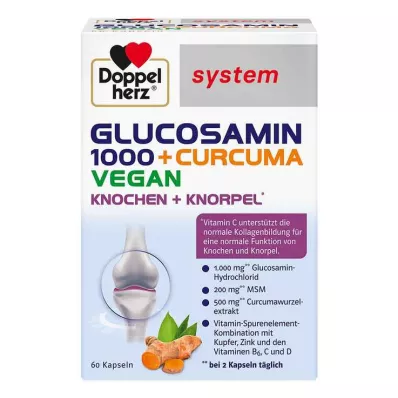 Doppelherz Glucosamine 1000 + Curcuma vegansk syst. kapsler, 60 stk