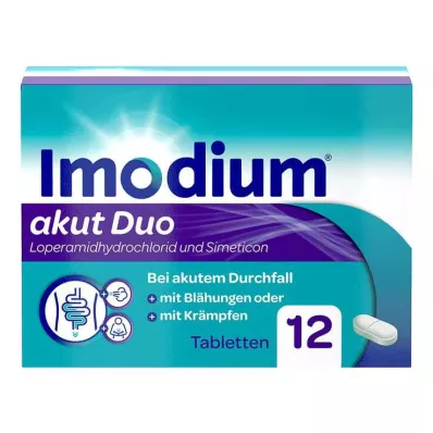 Imodium akut duo - ved akut diarré med luft i maven, 12 stk