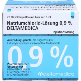 NATRIUMCHLORID-Opløsning 0,9% Deltamedica Luer Pl., 20X10 ml
