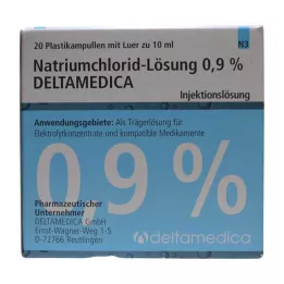 NATRIUMCHLORID-Opløsning 0,9% Deltamedica Luer Pl., 20X10 ml