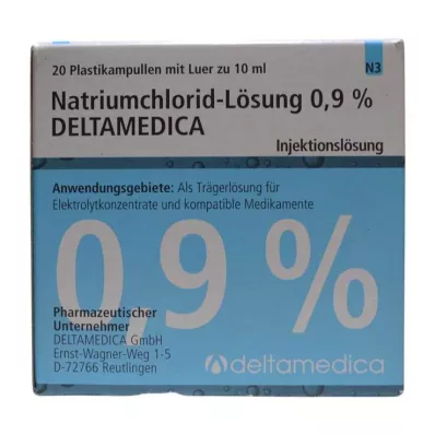 Natriumchloridopløsning 0,9% Deltamedica Luer Pl., 20X10 ml