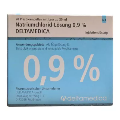 Natriumchloridopløsning 0,9% Deltamedica Luer Pl., 20X20 ml