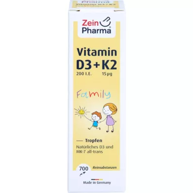 VITAMIN D3+K2 MK-7 alle trans Familiedrop, 20 ml
