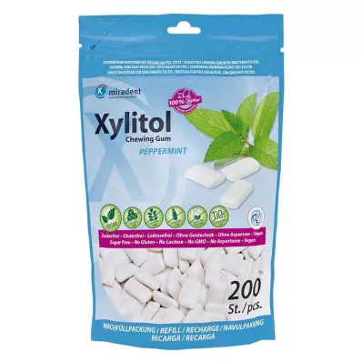 MIRADENT Xylitol tandpleje tyggegummi pebermynte, 200 stk