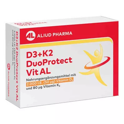 D3+K2 Duoprotect Vit AL 4000 IE/80 Μg kapsler (30 stk.) D3+K2 Duoprotect Vit AL 4000 IE/80 Μg kapsler (30 stk.)