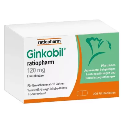 Ginkobil ratiopharm 120mg med Ginkgo biloba, 200 stk