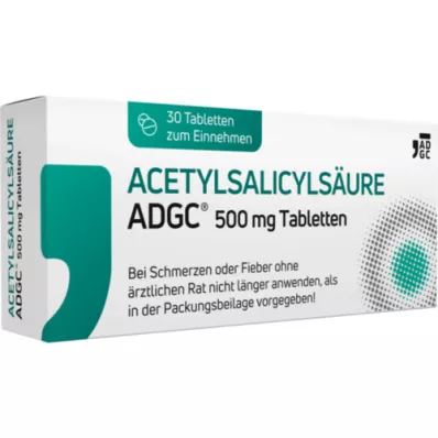 ACETYLSALICYLSÄURE ADGC 500 mg tabletter, 30 stk