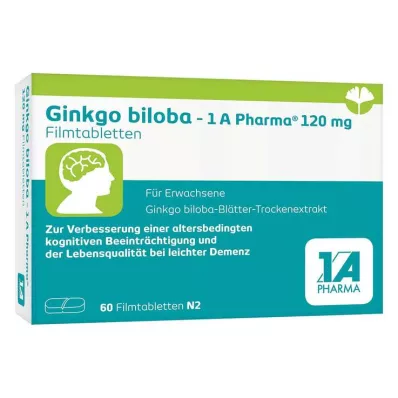 Ginkgo biloba - 1 A Pharma® 120 mg filmovertrukne tabletter, 60 stk Ginkgo biloba - 1 A Pharma® 120 mg filmovertrukne tabletter, 60 stk
