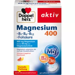 DOPPELHERZ Magnesium 400+B1+B6+B12+Folsyre BTA, 6X15 stk