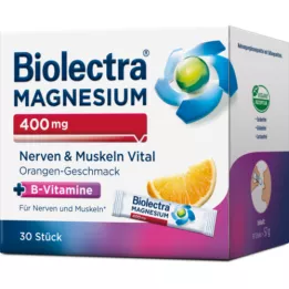 BIOLECTRA Magnesium 400 mg Nerver &amp; Muskler Vital, 30X1,9 g