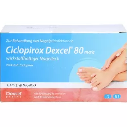 CICLOPIROX Dexcel 80 mg/g neglelak indeholdende aktiv ingrediens, 3,3 ml