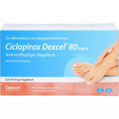 CICLOPIROX Dexcel 80 mg/g neglelak indeholdende aktiv ingrediens, 6,6 ml