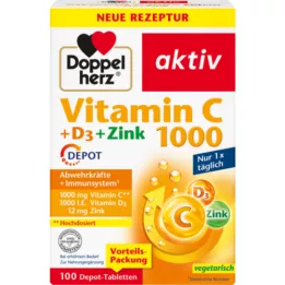DOPPELHERZ C-vitamin 1000+D3+Zink depottabletter, 100 kapsler