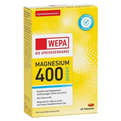 WEPA Magnesium 400 DEPOT+B6-tabletter, 60 kapsler