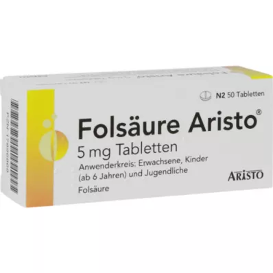 FOLSÄURE ARISTO 5 mg tabletter, 50 stk