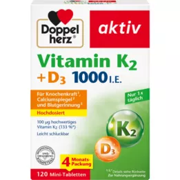 DOPPELHERZ Vitamin K2+D3 1000 I.U. tabletter, 120 kapsler