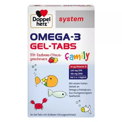 Doppelherz Omega-3 Gel-Tabs familie Strawberry Citrus system, 60 stk