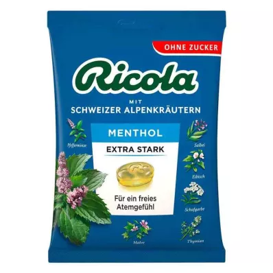 Ricola sukkerfri pose mentol ekstra stærke slik, 75 g