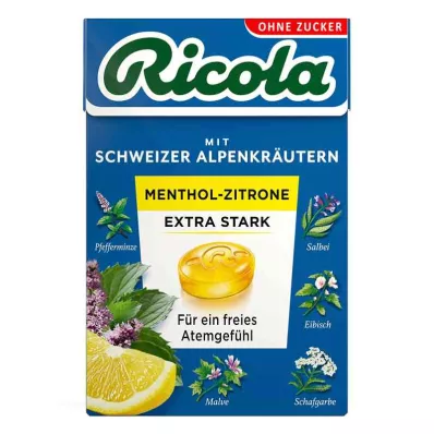 Ricola uden sukkerboks mentol citron ekstra stærke slik (50 g)