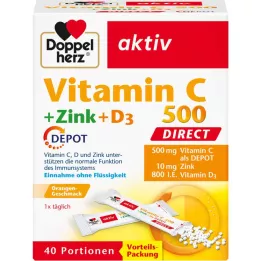 DOPPELHERZ C-vitamin 500+Zink+D3 Depot DIRECT Pel, 40 stk