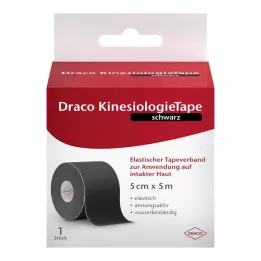DRACO KINESIOLOGIETAPE 5 cmx5 m sort, 1 stk