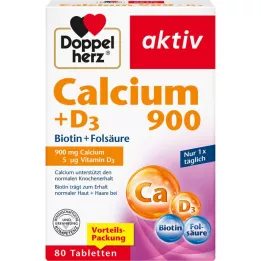 DOPPELHERZ Calcium 900+D3-tabletter, 80 kapsler
