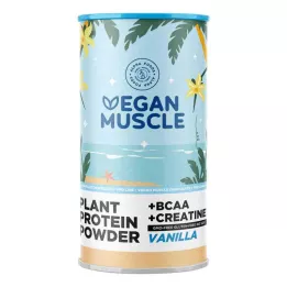 VEGAN MUSCLE Protein vanilje æggehvide + kreatinpulver, 600 g