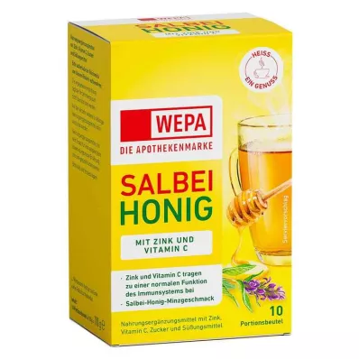 Wepa salvie + honning + vitamin C + zinkpulver, 10X10 g