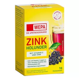 WEPA Zink Hyldebær+Vit.C+Zink sukkerfrit pulver, 10X10 g