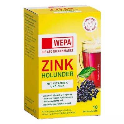 Wepa zink hyldebær + vitamin C + zink sukkerfrit pulver, 10x10 g