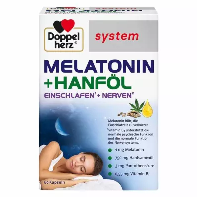 Doppelherz melatonin + hampolie system kapsler, 60 stk