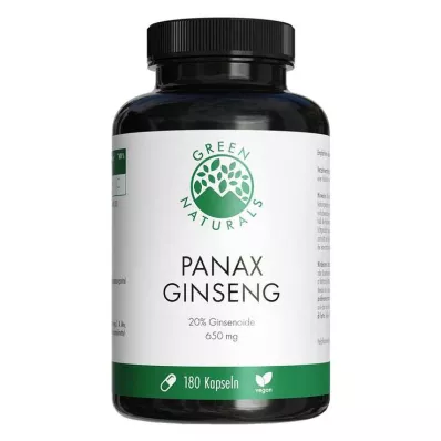 GREEN NATURALS Panax Ginseng højdosis veganske kapsler, 180 kapsler