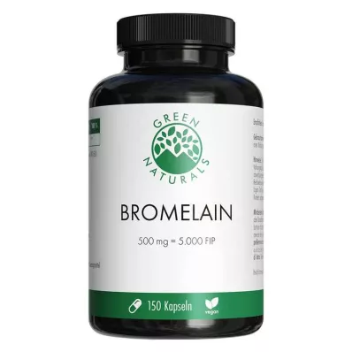 GREEN NATURALS Bromelain 500 mg vegansk med 5000 FIP, 150 stk