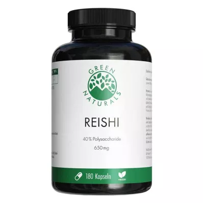 GREEN NATURALS Reishi 650 mg veganske højdosis-kapsler, 180 kapsler